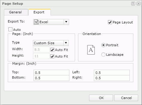 Page Setup Dialog Box Properties – Report