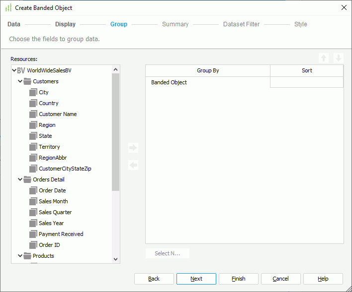 Create Banded Object - Group