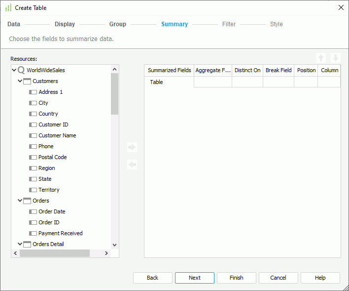 Create Table - Summary