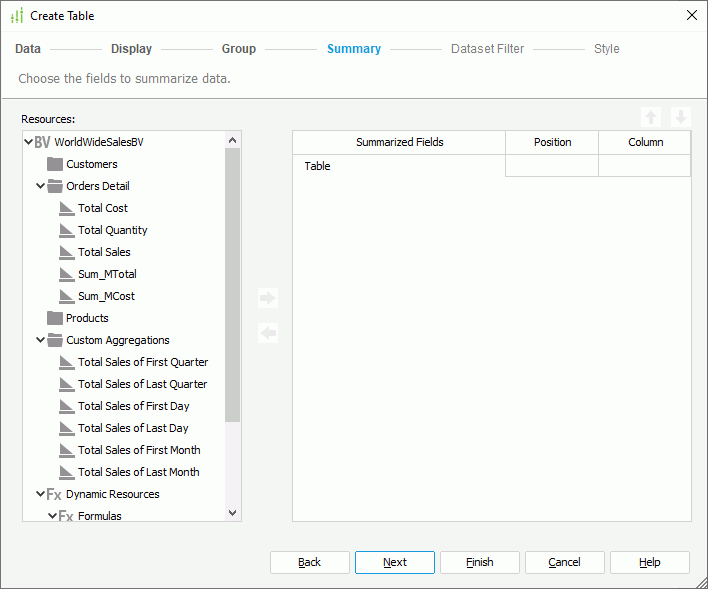 Create Table - Summary
